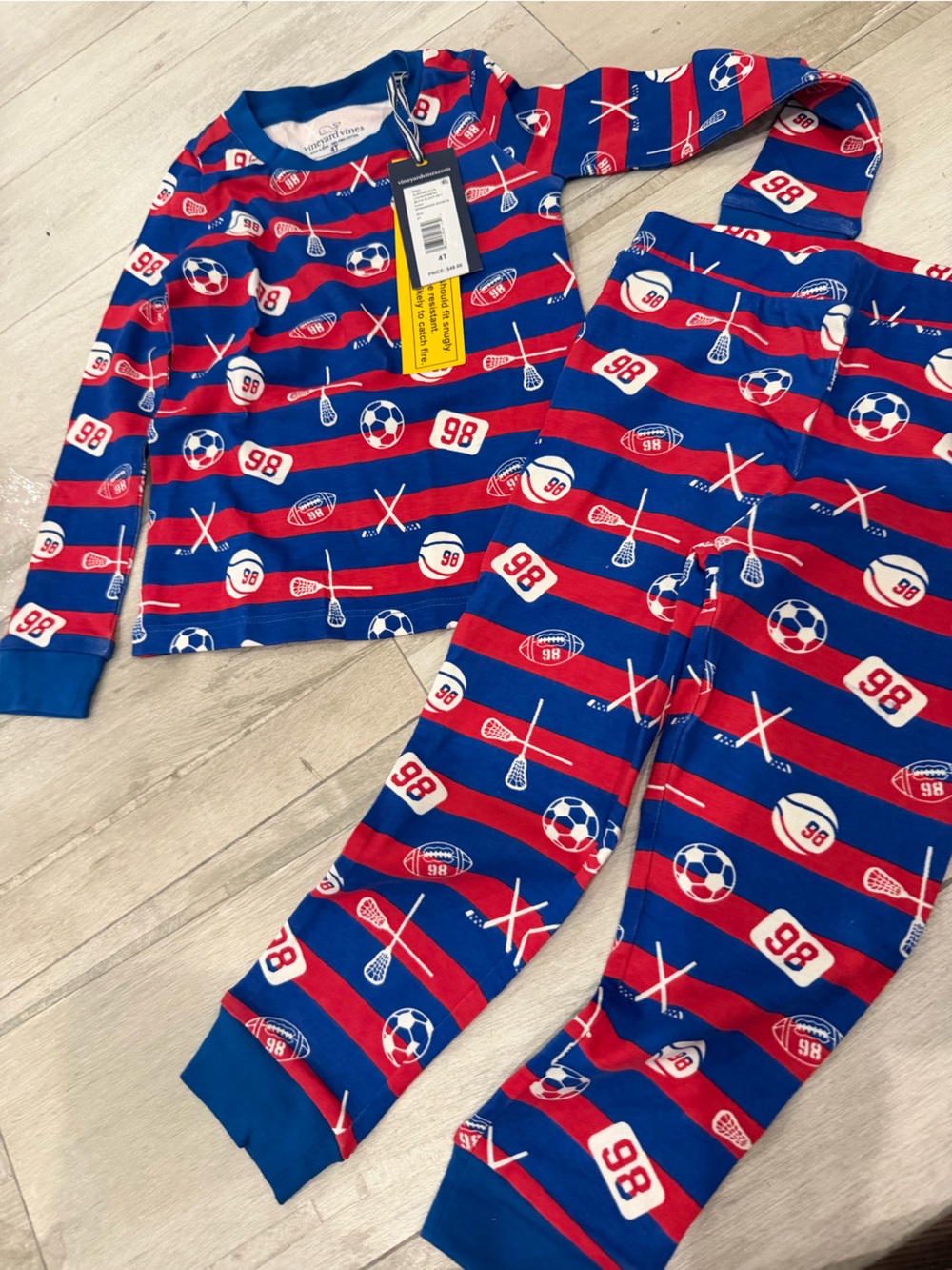 Vineyard Vines Blue & Red Sports Pajama Set Size 4T NWT
